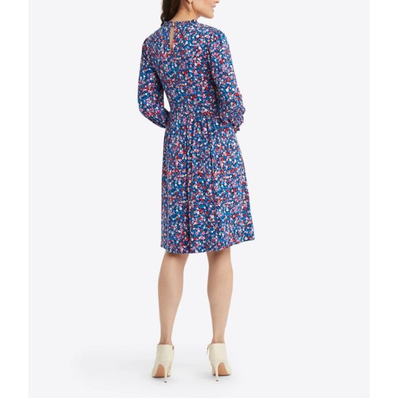 NWT DRAPER JAMES Womens' Blue Wispy Floral Kitty Knit Shift Dress XL - Picture 2 of 12